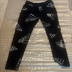 Adidas Black and White Logo Patterned Leggings